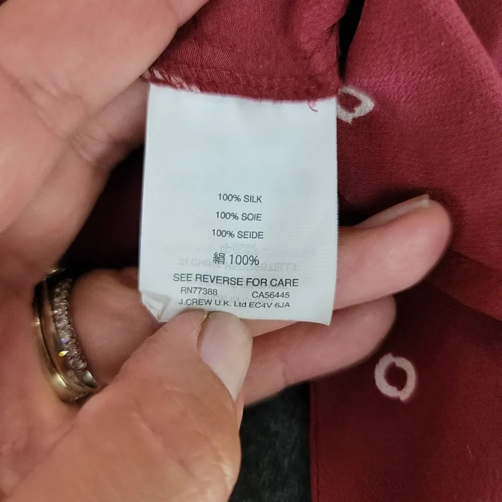 J crew red 100% silk wrap blouse